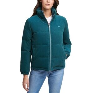 Levi's Women's Zoe Corduroy Puffer Jacket - Teal- Size Medium
